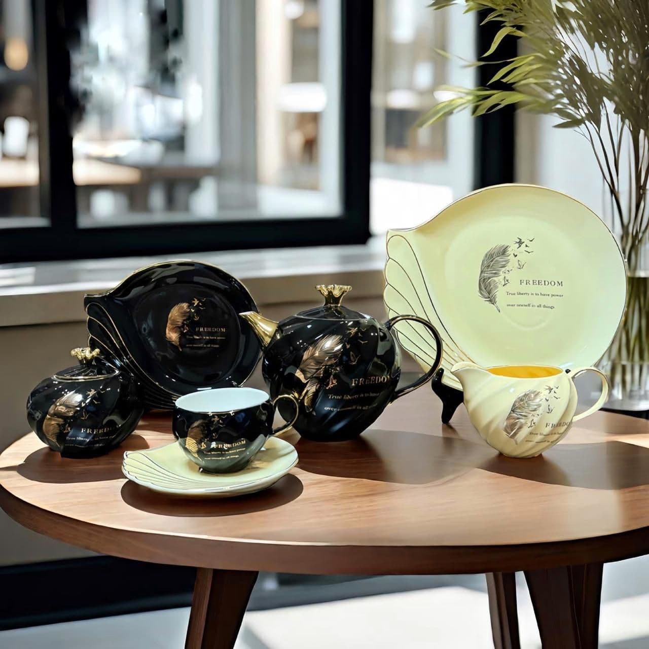 Tea & Dessert Set Plated with 24K Gold (24 Pieces)